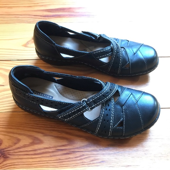 Clark’s Collection Black Leather Velcro Mary Janes, NWOT, 7.5 - Picture 5 of 14